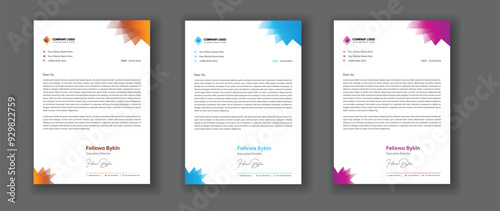 Creative abstract professional corporate modern business proposal letterhead design template set. Letterhead design