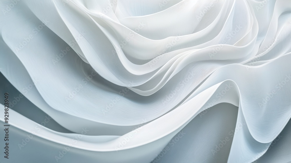 Abstract White Fabric Waves with Texture and Soft Light.