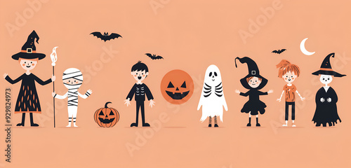 Illustration for halloween with orange background 