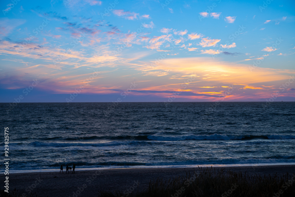 Naklejka premium Blue hour after sunset by the sea, North Sea Denmark