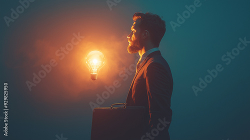 Side view of A businessman ...