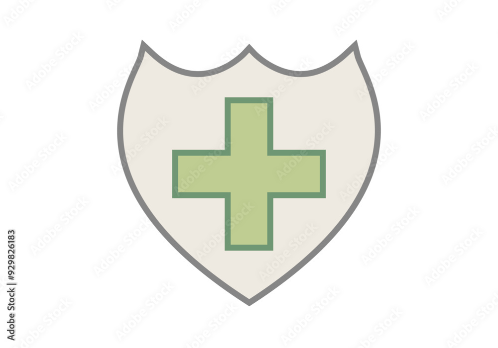 Fototapeta premium Escudo con cruz representando seguro de vida