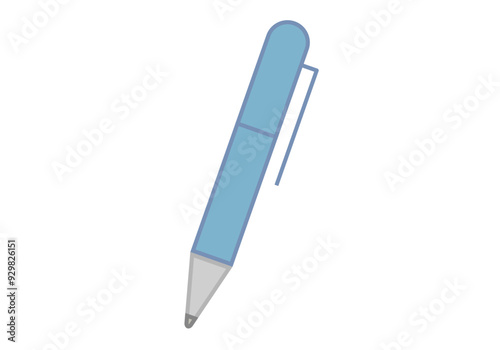 Bolígrafo azul claro en fondo blanco