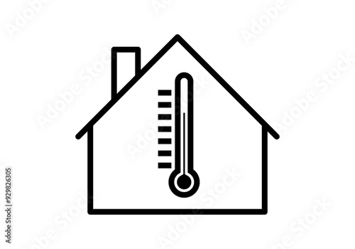 Icono negro de casa con termómetro representando calefacción