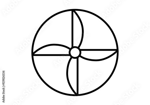 Icono negro de aspas de ventilador