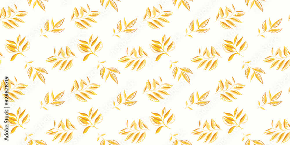 Tiny abstract shape branches leaves scattered randomly on a pattern. Yellow tropical botanical seamless print. Simple creative floral leaf patterned. Vector hand drawing sketch. Design Tiny abstract shape branches leaves scattered randomly on a pattern. Yellow tropical botanical seamless print. Simple creative floral leaf patterned. Vector hand drawing sketch. Design