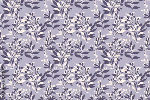 Grey pattern with abstract shape botanical branches leaves. Vector hand drawing sketch. Creative simple  background leaf floral printing. Design for fashion, fabric, wallpaper