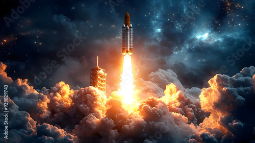 A rocket launching into spa...