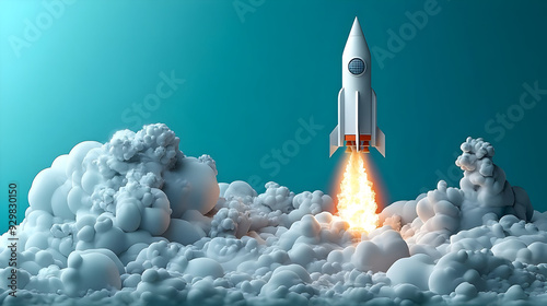 A rocket launching through ...