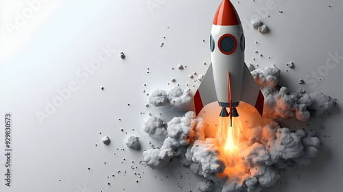 A rocket launching with fla...