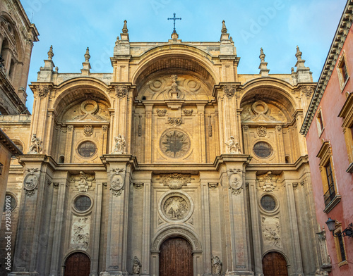 Granada Cathedral Main Facade Close-Up with Historic Architectural Details