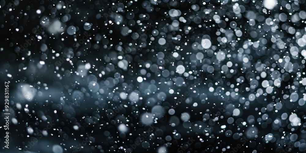 close up falling white snowflakes on black background night bokeh and blur overlay particle small cool close up falling white snowflakes on black background night bokeh and blur overlay particle small cool