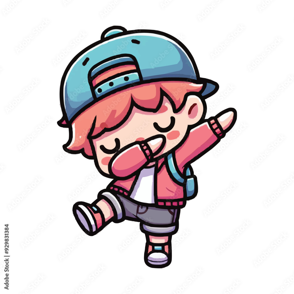 Cute cool boy dabbing pose cartoon vector icon illustration Cute cool boy dabbing pose cartoon vector icon illustration