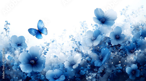 A serene blue floral design...