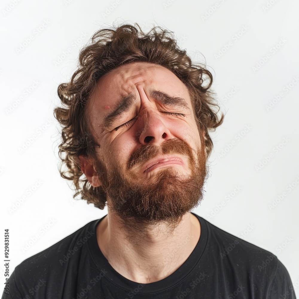 the man suffers and cries. the man suffers and cries.