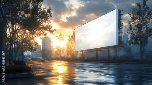 A serene cityscape at sunse...