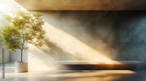 A serene interior space fea...