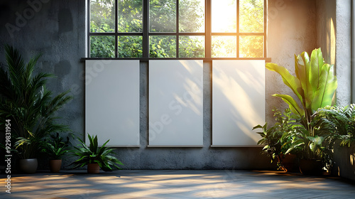 A serene interior with blan...