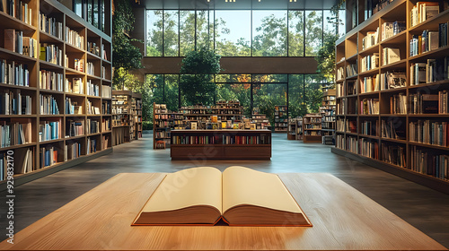 A serene library interior w...