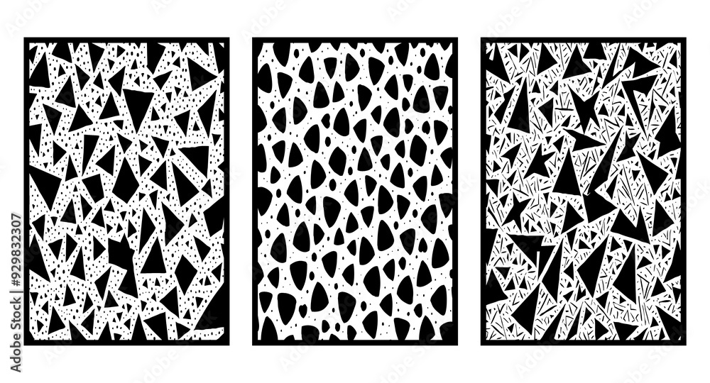 Set of 3 Abstract black and white pattern. For use in graphics. Minimalist illustration for printing on wall decorations Set of 3 Abstract black and white pattern. For use in graphics. Minimalist illustration for printing on wall decorations