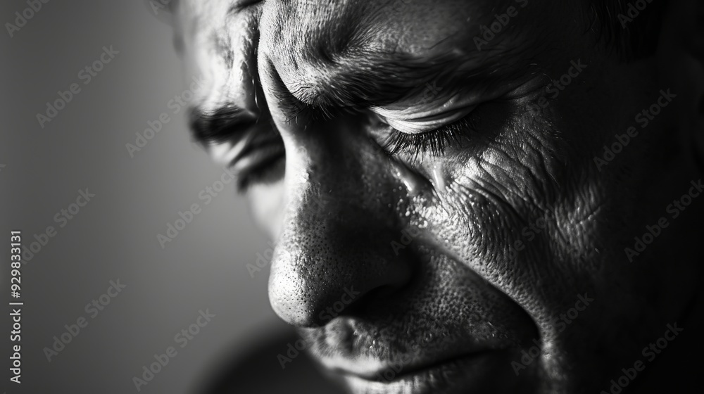 the man suffers and cries.