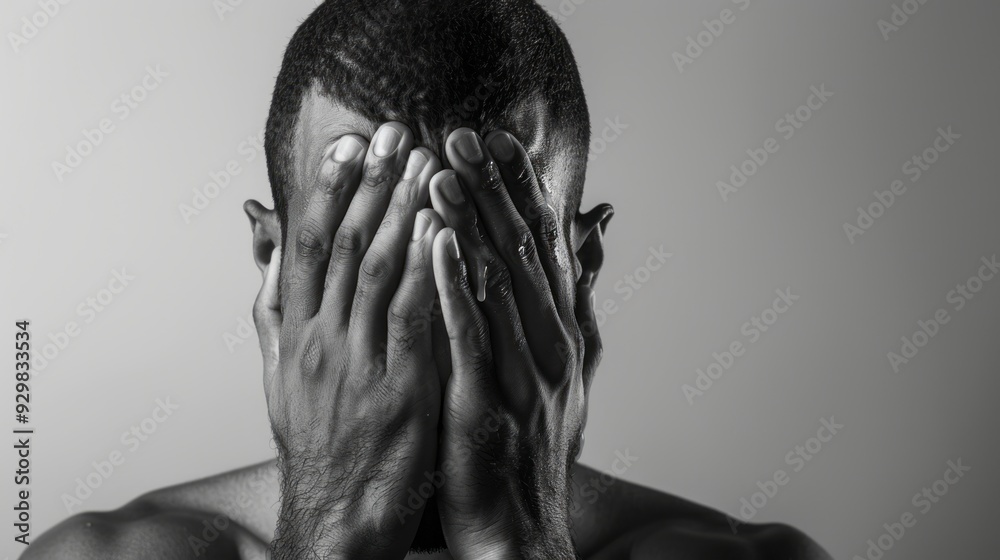 Fototapeta premium the man suffers and cries.