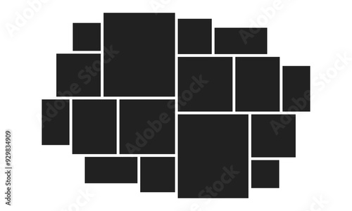 Photo collage layout template. Mood board template. Picture album grid background. Vector illustration