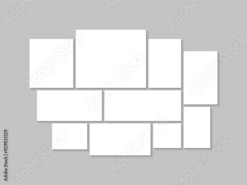 Wallpaper Mural Photo collage template. Mood board grid. Square picture frame. Photography album layout. Vector illustration Torontodigital.ca