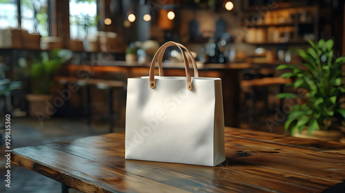 A simple white bag on a woo...