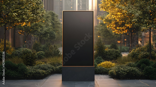 A sleek black monolith surr...