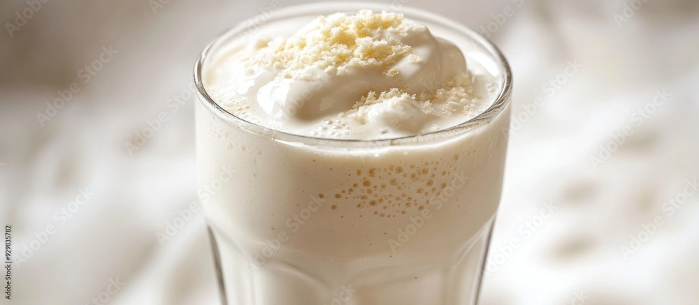 A Creamy White Milkshake with White Chocolate Topping A Creamy White Milkshake with White Chocolate Topping