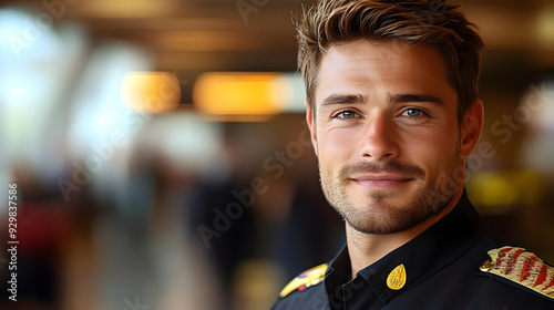 A smiling man in a uniform,...