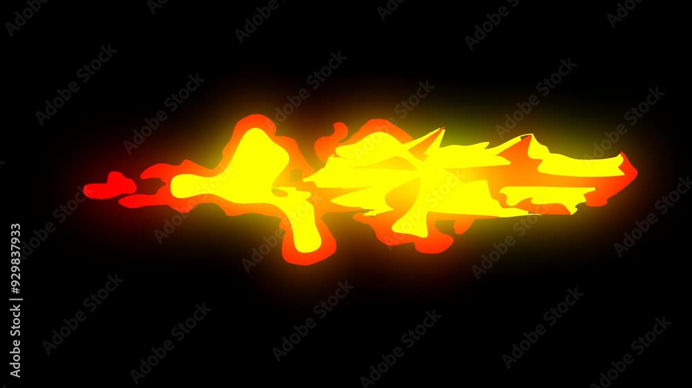 2D Element Motion FX Flash Animation with Fire Element featuring a large straight glowing fire burst