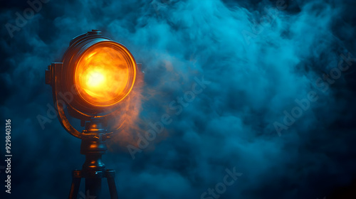 A spotlight emitting warm l...