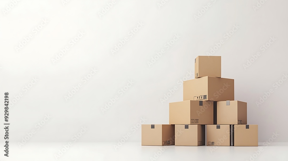 Stack of Cardboard Boxes on a White Background. Stack of Cardboard Boxes on a White Background.