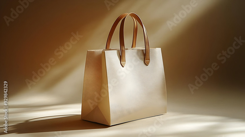 A stylish beige tote bag wi...