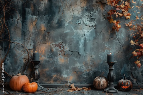 A beautifulHalloween backdrop with  festive and spooky elements. photo