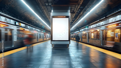 A subway station with blurr...