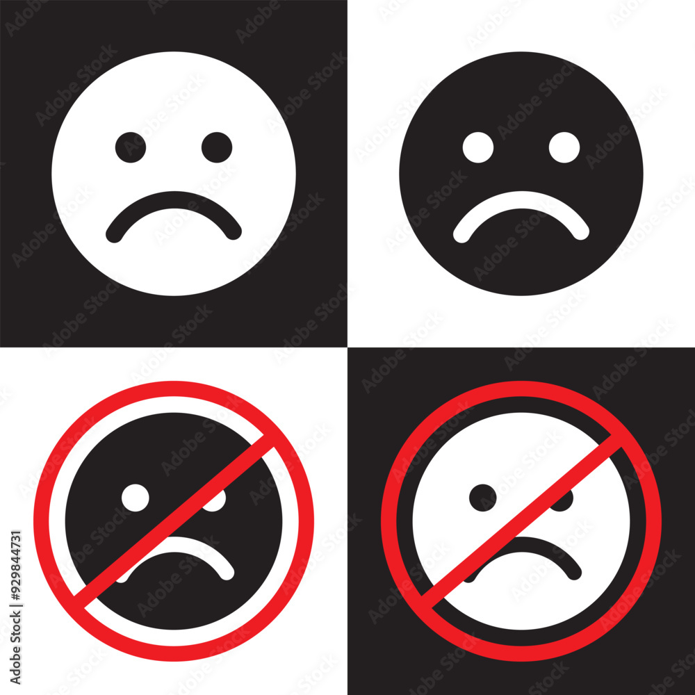 Fototapeta premium Sad and no sad icon. Vector illustration. EPS 10