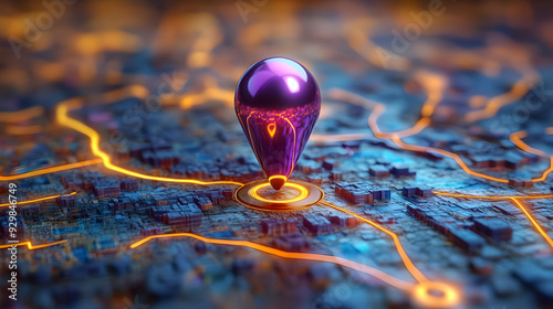A vibrant map with a glowin...