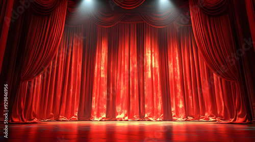 A vibrant red theater curta...