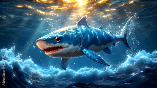 A vibrant shark swimming th...