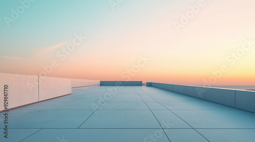 Clean, empty rooftop, smooth flat surface, minimalist design