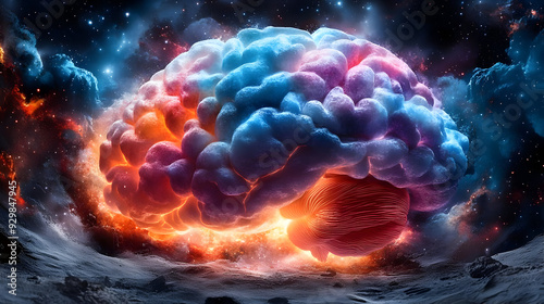 A vibrant, cosmic brain sym...