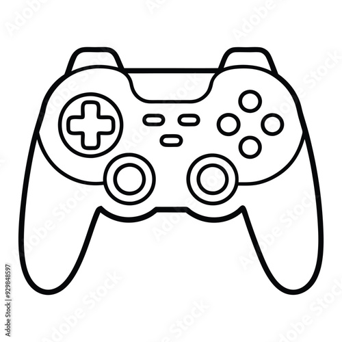 Gaming Equipment Clipart, Gamer Outline Design,  game controller  Illustration black and white 