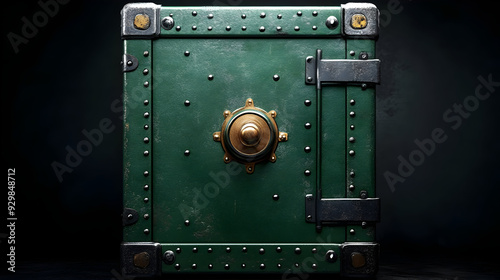 A vintage green safe with m...