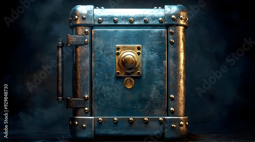 A vintage metal safe with r...