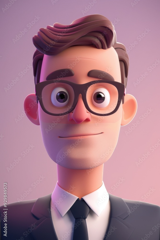 A man wearing glasses and a suit is smiling