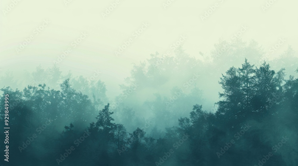 A forest with trees and fog A forest with trees and fog