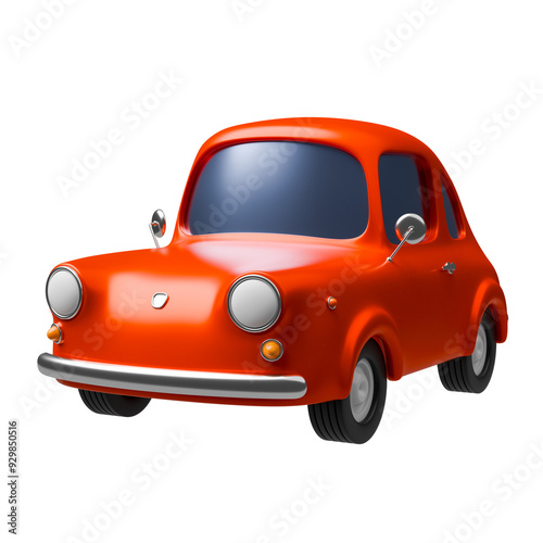 Small cute car isolated. 3d rendering